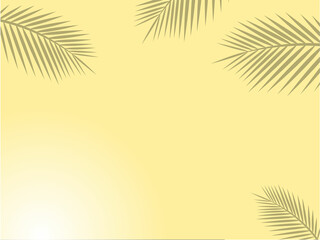 Fototapeta na wymiar Tropic palm leaf shadow on the bright yellow wall background.