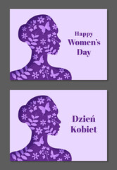Women's Day. Paper cut. Polish and english version.