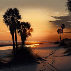sunset at the beach, made by AI