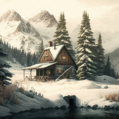 Winter home, made by AI