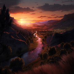 sunrise over the canyon, made by AI