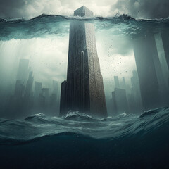 Flood waters rising, made by ai