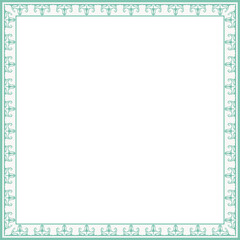 Vintage square frame botanic garden retro abstract pattern border