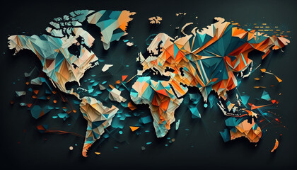 Abstract colorful world map background, Generated by Ai.
