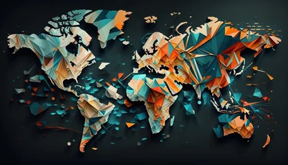 Papier Peint photo Lavable Carte du monde Abstract colorful world map background, Generated by Ai.