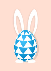 Easter day design. 3d realistic egg bunny. Holiday banner, web poster, flyer. Spring Easter background