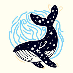 whale surreal astrology style