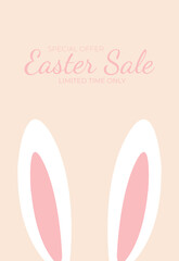 Happy Easter Set of Sale banners, greeting cards, posters, holiday covers. Trendy design with typography, bunny. Spring Easter background