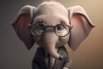 Cute Baby Elephant in Sunglasses. Generative ai
