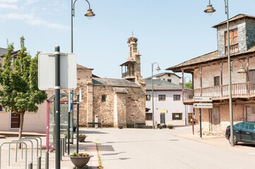 The Christ square at Toral de Merayo town, municipality of Ponferrada, El Bierzo, province of...