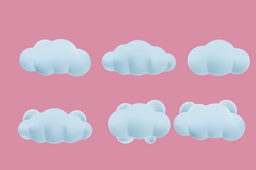 3d blue cloud set