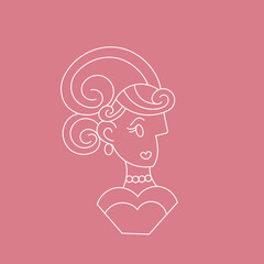 minimalistyczna ilustracja wektorowa pięknej twarzy kobiety. Rysowanie linii - obrazy, fototapety, plakaty