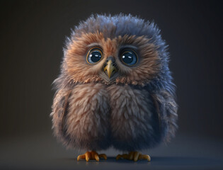 Cute Baby Owl. Generative ai