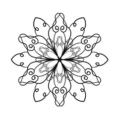 Mandala floral pattern. Coloring book page element for adult or children.