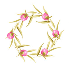 peony watercolor invitation wreath mother's day wedding birthday