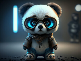 Cute Baby Panda with Sunglasses. Generative ai