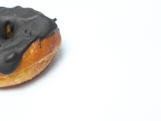 close up donut on white background 