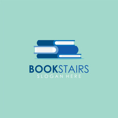 Stack of Books or Book Stairs Logo Template.