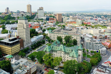 Fototapeta na wymiar Aerial scene of the old town of Quebec City, Quebec, Canada
