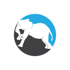 Vector illustration of Elephant silhouettes on white background.