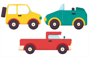 Glasbilder Autorennen Set Collection of illustration vehicle icons for design project