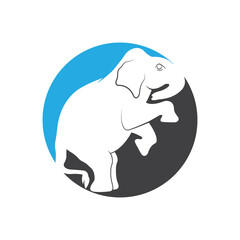 Vector illustration of Elephant silhouettes on white background.