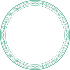 Vintage round frame botanic garden retro abstract pattern border