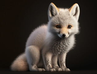 Obraz premium Cute Baby Snow White Fox. Generative ai