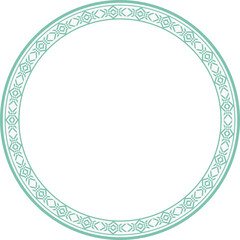 Vintage round frame botanic garden retro abstract pattern border