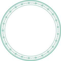 Vintage round frame botanic garden retro abstract pattern border