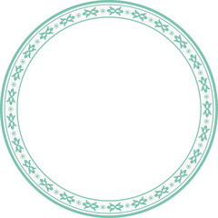 Vintage round frame botanic garden retro abstract pattern border