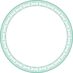 Vintage round frame botanic garden retro abstract pattern border