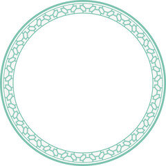 Vintage round frame botanic garden retro abstract pattern border