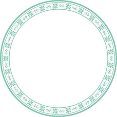 Vintage round frame botanic garden retro abstract pattern border