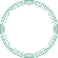 Vintage round frame botanic garden retro abstract pattern border