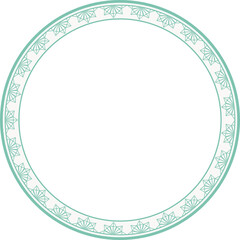 Vintage round frame botanic garden retro abstract pattern border