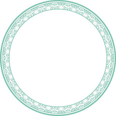 Vintage round frame botanic garden retro abstract pattern border