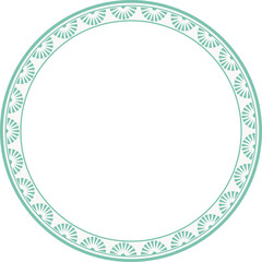 Vintage round frame botanic garden retro abstract pattern border