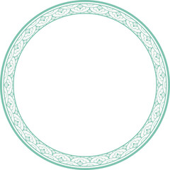 Vintage round frame botanic garden retro abstract pattern border