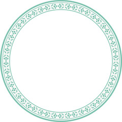Vintage round frame botanic garden retro abstract pattern border