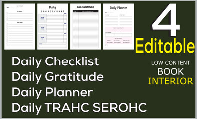 Daily Checklist
Daily TRAHC SEROHC
Daily Gratitude
Daily Planner
