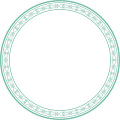 Vintage round frame botanic garden retro abstract pattern border