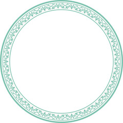 Vintage round frame botanic garden retro abstract pattern border