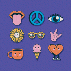 retro style nine icons