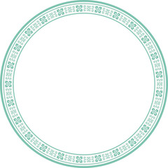 Vintage round frame botanic garden retro abstract pattern border