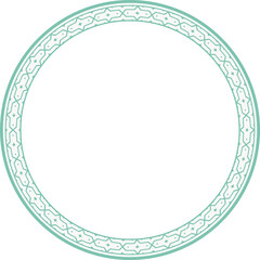 Vintage round frame botanic garden retro abstract pattern border