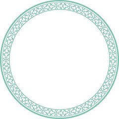 Vintage round frame botanic garden retro abstract pattern border