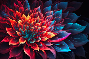 Beautiful abstract vibrant flower wallpaper. Generative AI