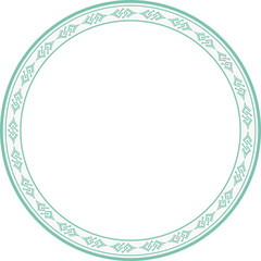Vintage round frame botanic garden retro abstract pattern border