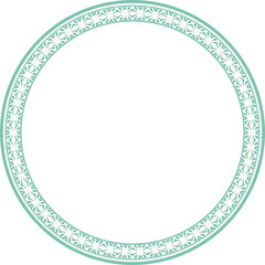 Vintage round frame botanic garden retro abstract pattern border
